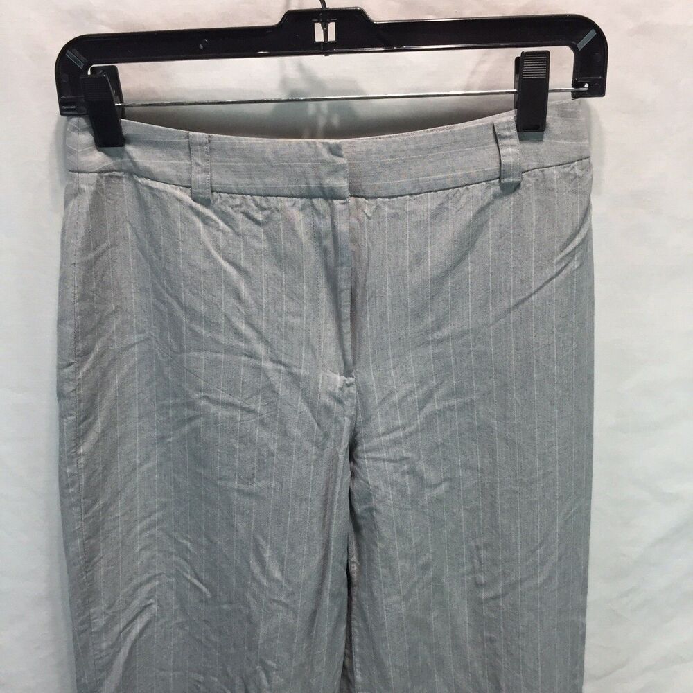 Ann Taylor LOFT Tan Beige Striped Rayon Wool blend Lined Pants Trousers 4 B7